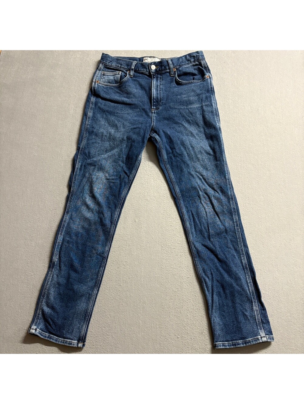 Free People Jeans Womens 30 Blue Denim Straight Leg Mid Rise Stretch Turkey Made